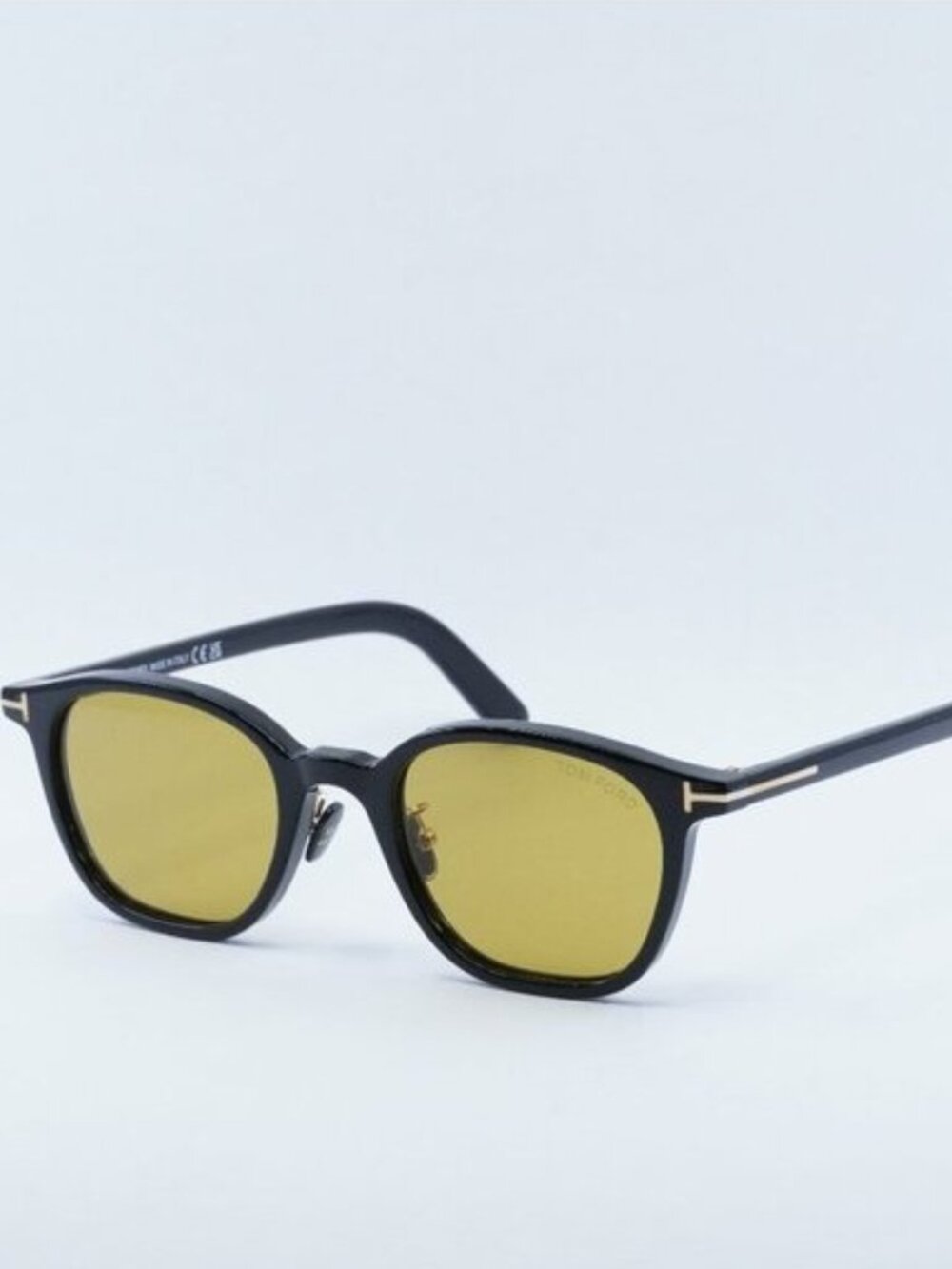 Tom Ford FT0978-D 01E Sunglasses Shiny Black Round Frame, Light Brown Lenses